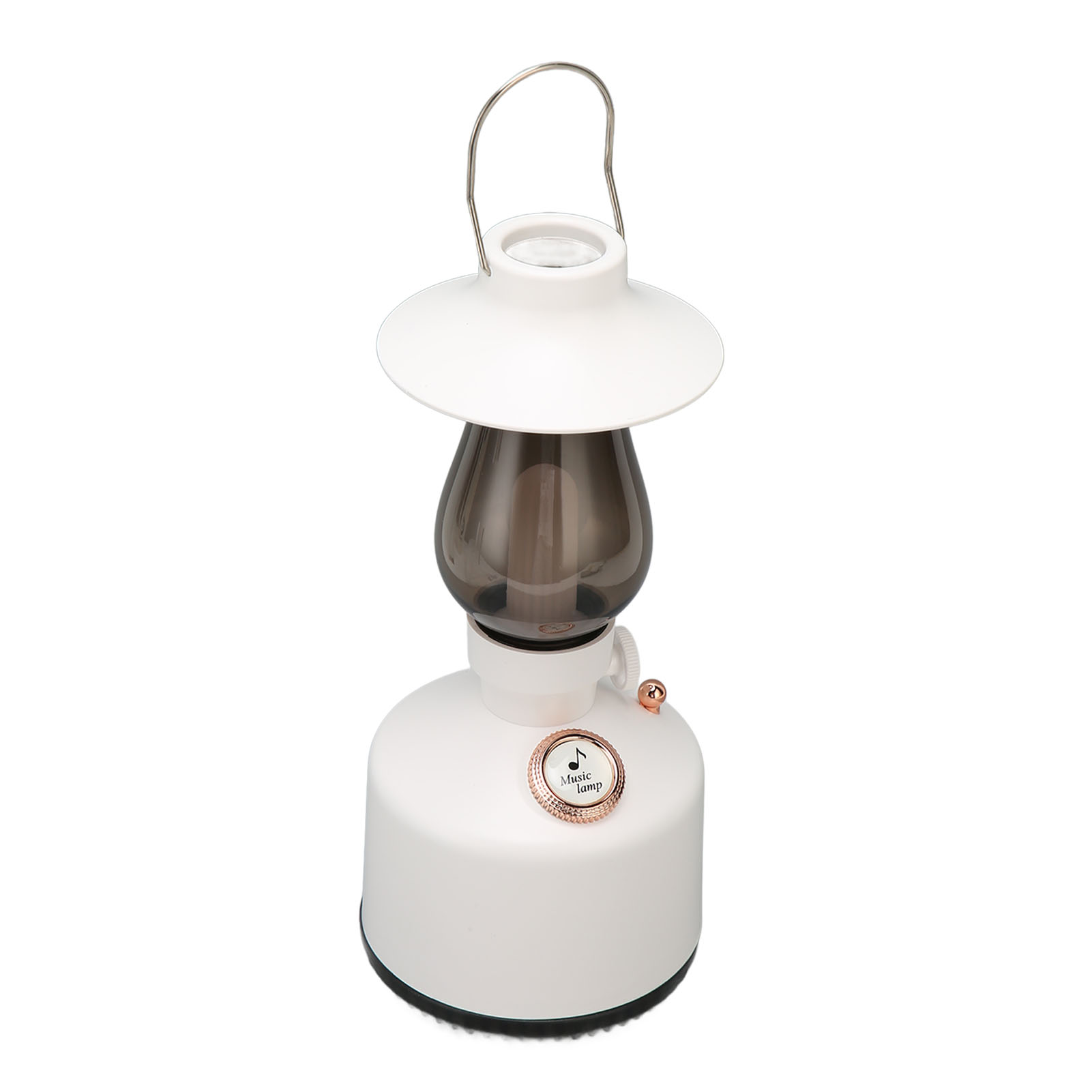 Retro-nachttischlampe Mit Integriertem Bluetooth-lautsprecher, Kerzenlichteffekt, Einstellbarer Helligkeit, Weiß.