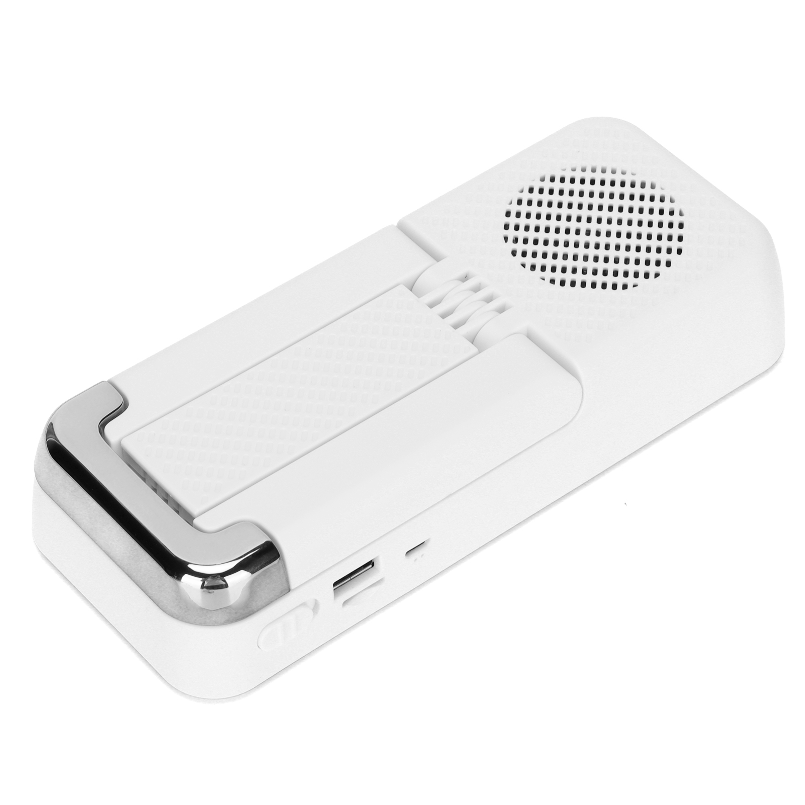 Leistungsstarker, Faltbarer, Tragbarer Handyhalter Mit Bluetooth-lautsprecher (weiß)