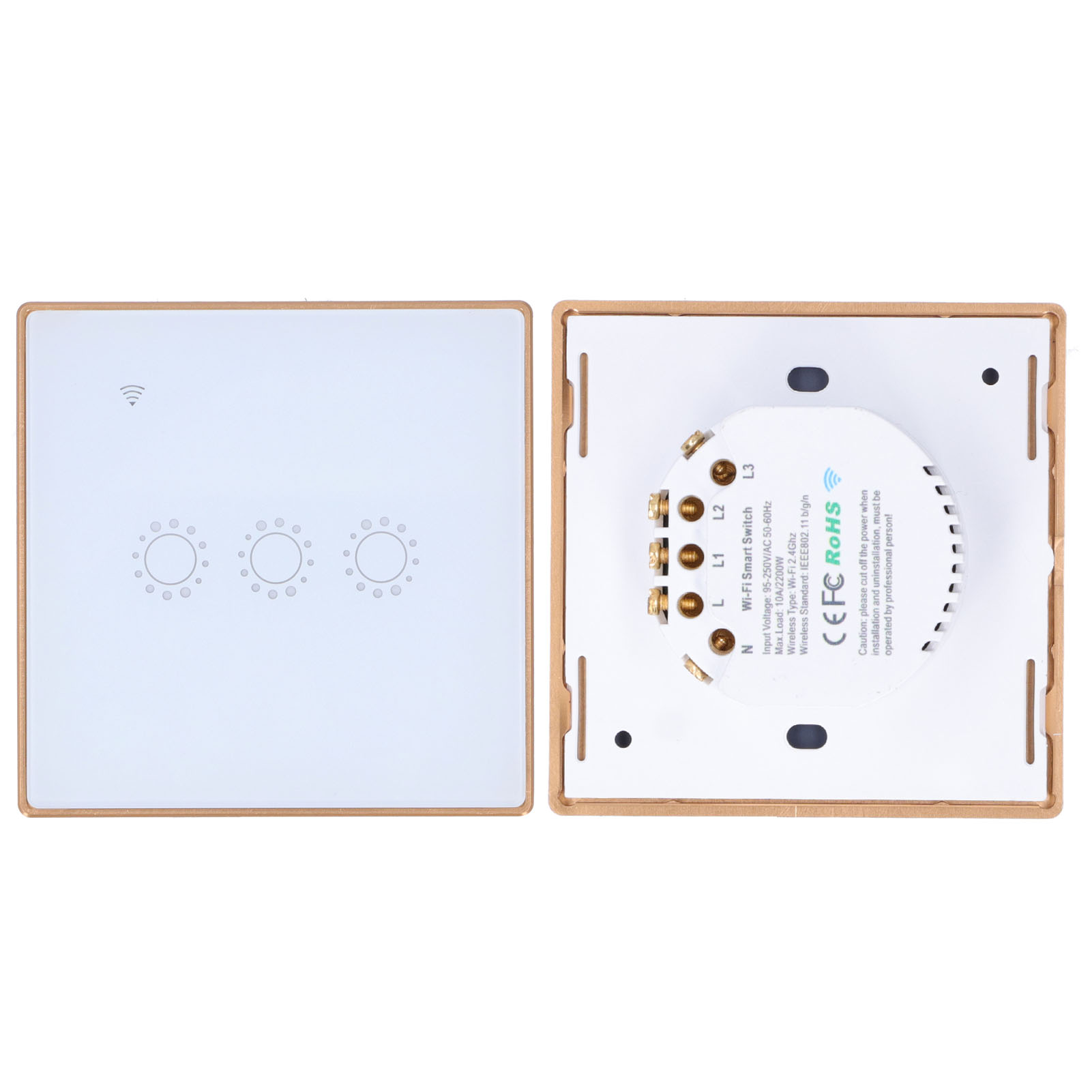 Kabelloser Touch-smart-schalter Mit Wlan-fernbedienung, 2200 W Leistungsverteilung, Uk-stecker 95–240 V Wechselstrom