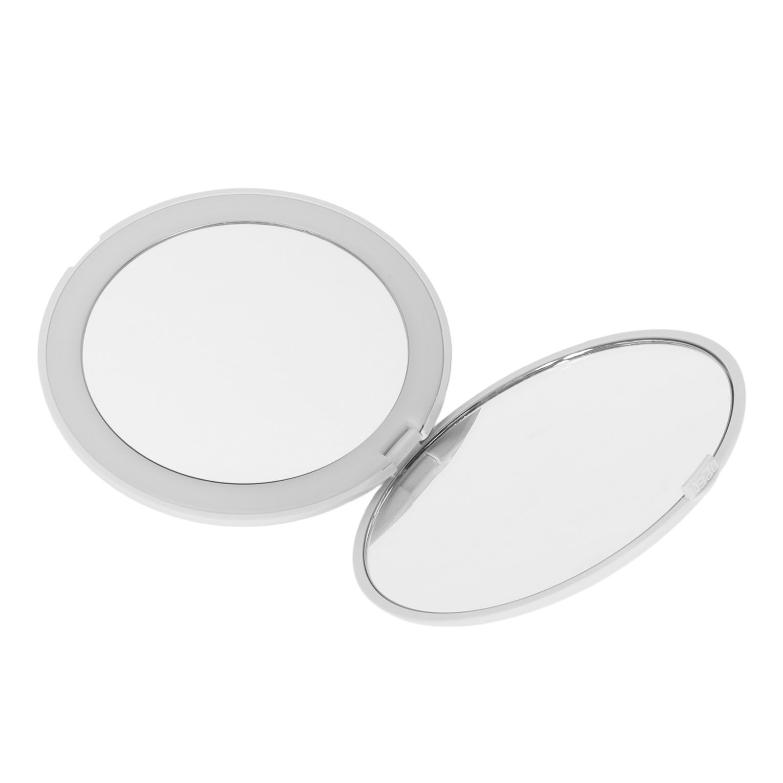 Tragbarer 3,5-zoll-led-schminkspiegel, 1x/2x Vergrößerung, 6500k, Faltbar, Doppelseitig, Hell, Ideal Für Reisen (weiß).
