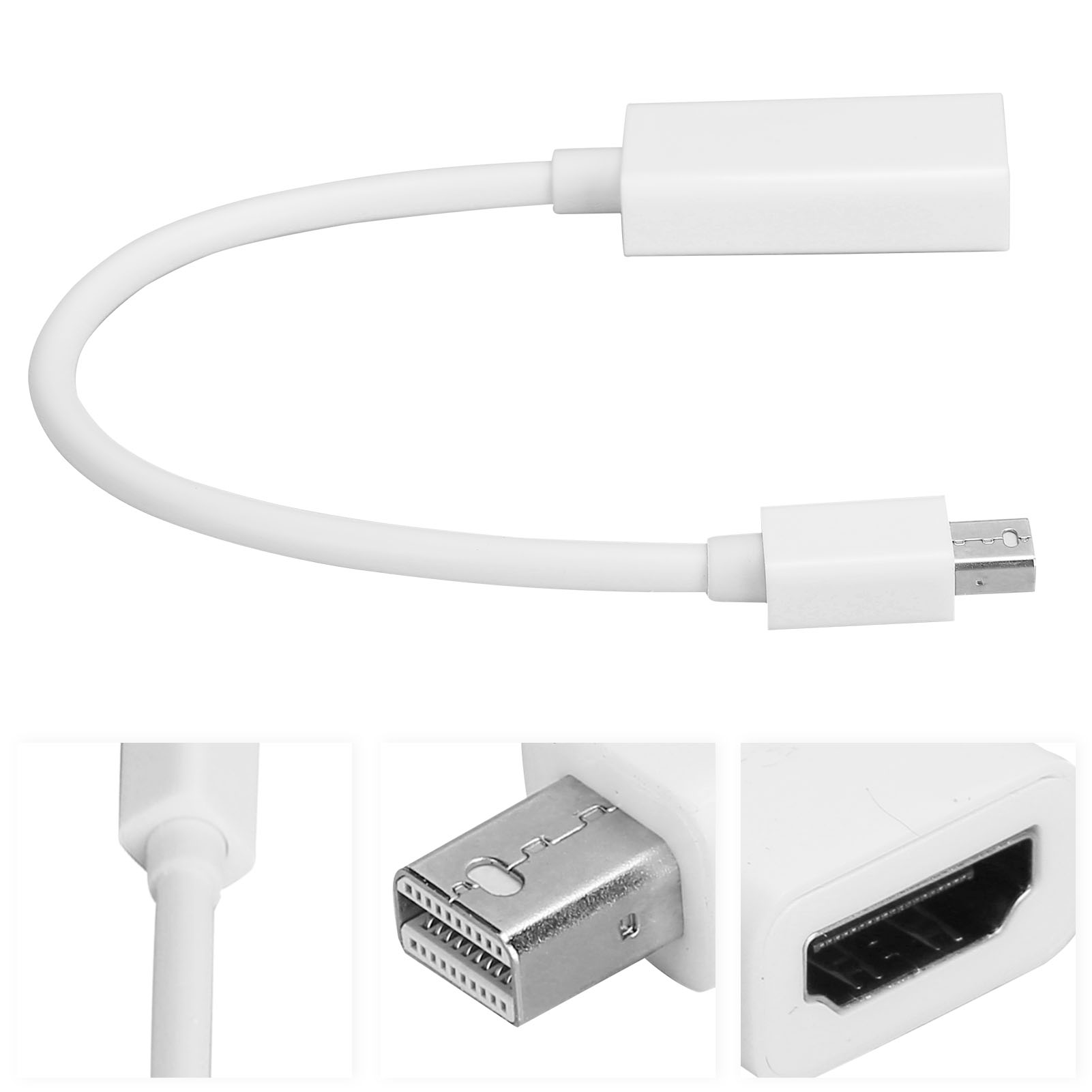 Mini-dp-stecker Auf Hd-multimedia-buchse-schnittstellenadapter Für Macbook, Monitor Und Projektor (weiß)