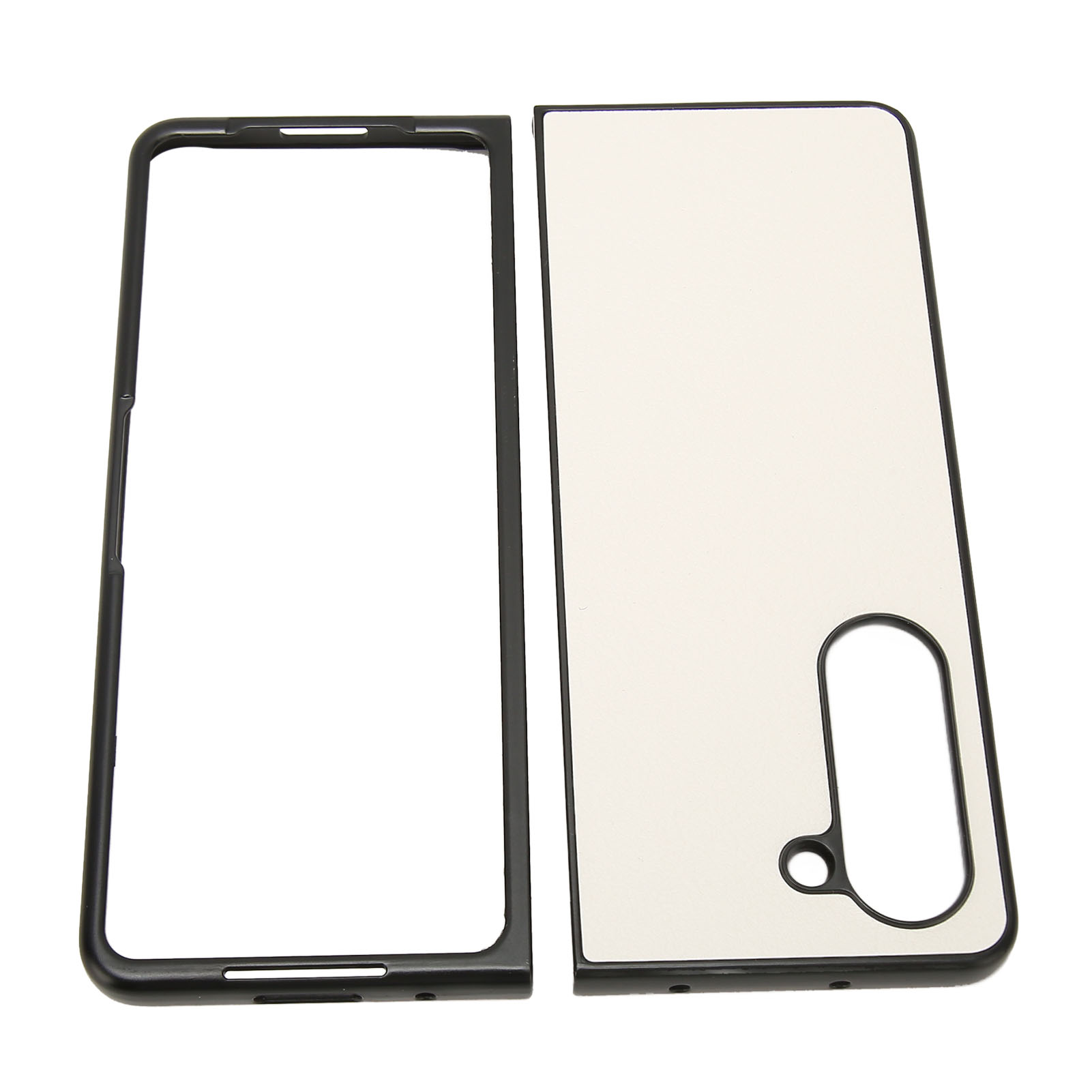 Faltbare Kunstlederhülle Für Samsung Galaxy Z Fold 5, Zweifarbiges Weißes Litschi-muster.