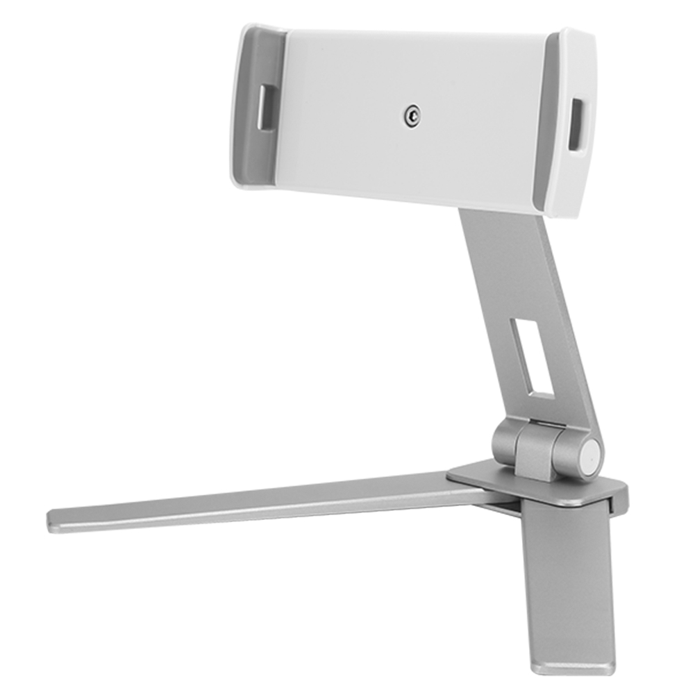 Faltbare Und Drehbare Doppelklemmen-wandhalterung Für Mobiltelefone Und Tablets, Aus Aluminiumlegierung, Weiß