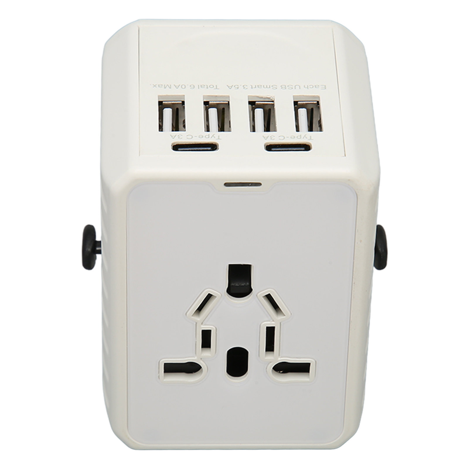 8-a-universal-reiseadapter, 2 Usb-c-anschlüsse Und 4 Usb-a-anschlüsse, Internationaler Stecker Für Usa, Eu Und Großbritannien, 100–240 V, Weiß