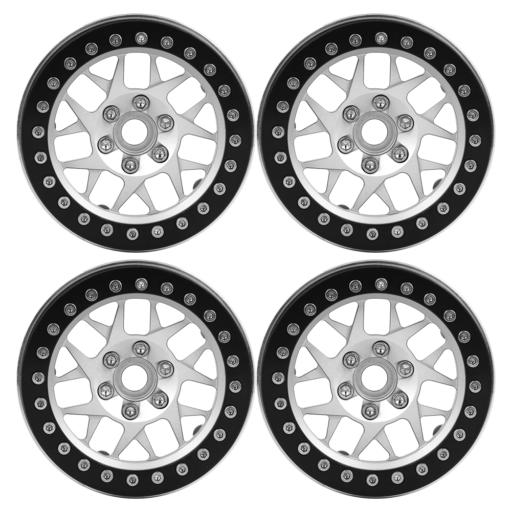 Satz Mit 4 Radnaben Aus Aluminiumlegierung (2,2 Zoll) Für 1/10 Scx10 Und Trx4 Rc-cars (schwarz Und Silber).