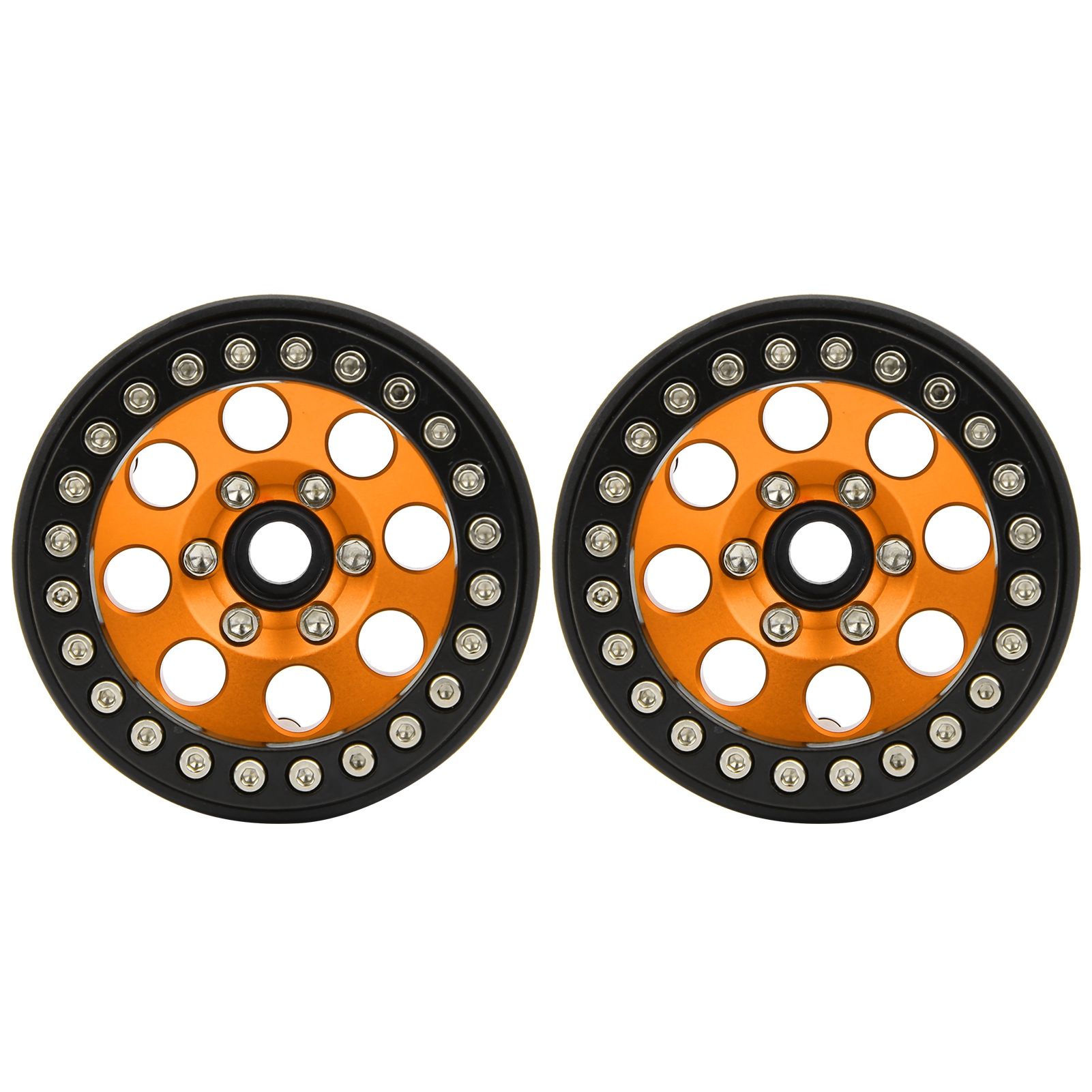 2 Stück 1,9 Zoll Radnaben Aus Aluminiumlegierung Ohne Klebstoff Für Rc-autos, 8 Runde Löcher (schwarz Und Gold)