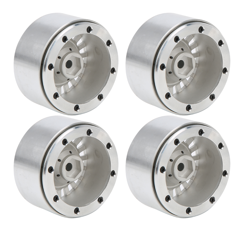 Satz Mit 4 Radnaben Aus Aluminiumlegierung (2,2 Zoll) Für 1/10 Rc Crawler-cars (axial Trx4 Scx10, Silber)