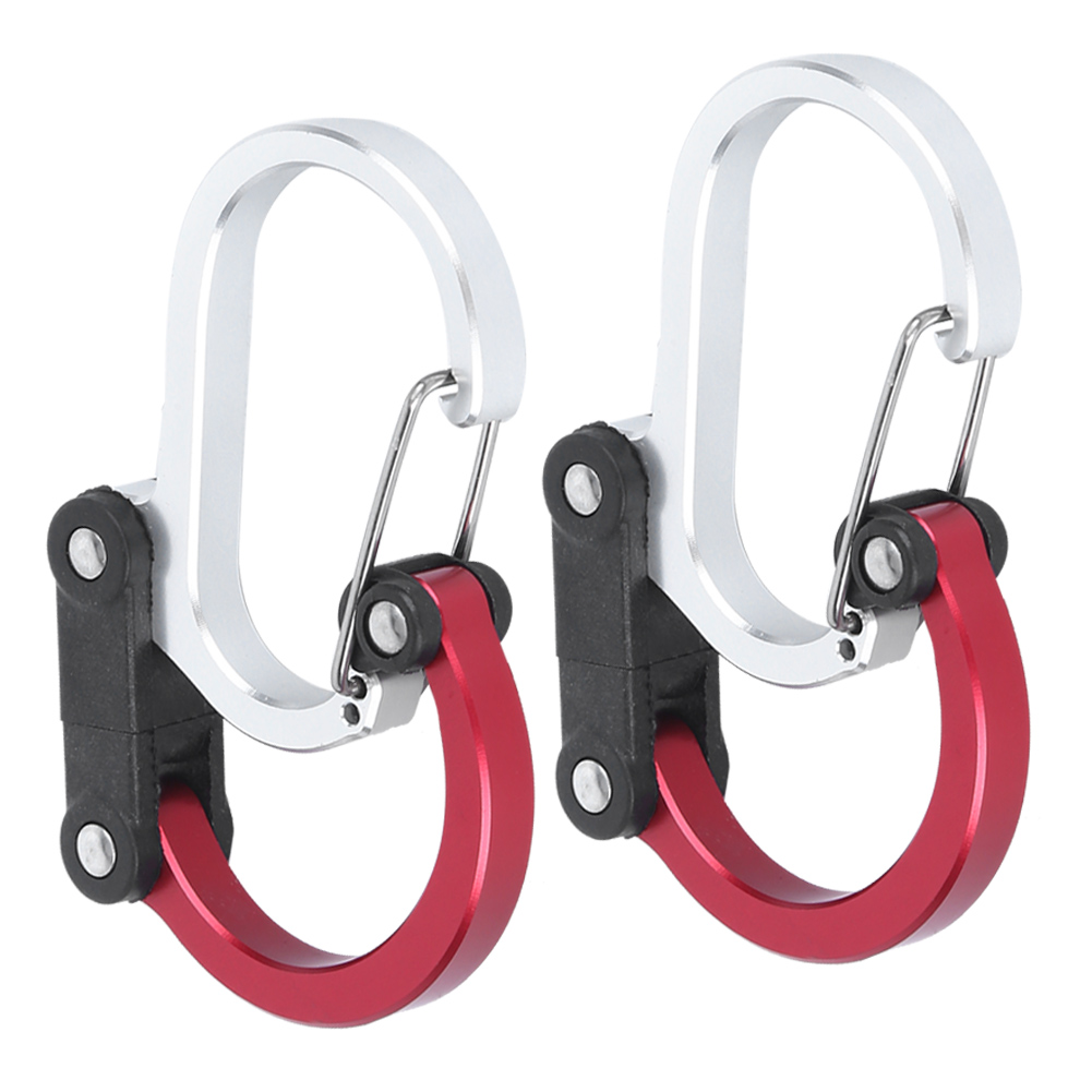 Multifunktionaler Aluminium-karabiner Für Reisen Und Outdoor-aktivitäten, Mit Außenliegender Schnellverschluss-schnalle (2er-packung, Rot).