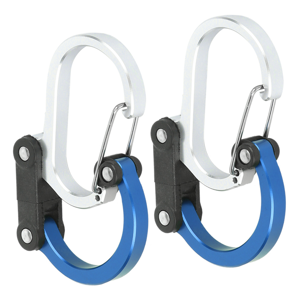 Mehrzweck-aluminiumkarabiner Für Reisen Und Outdoor-aktivitäten, Mit Externer Schnellverschlussschlaufe (2er-pack, Blau)