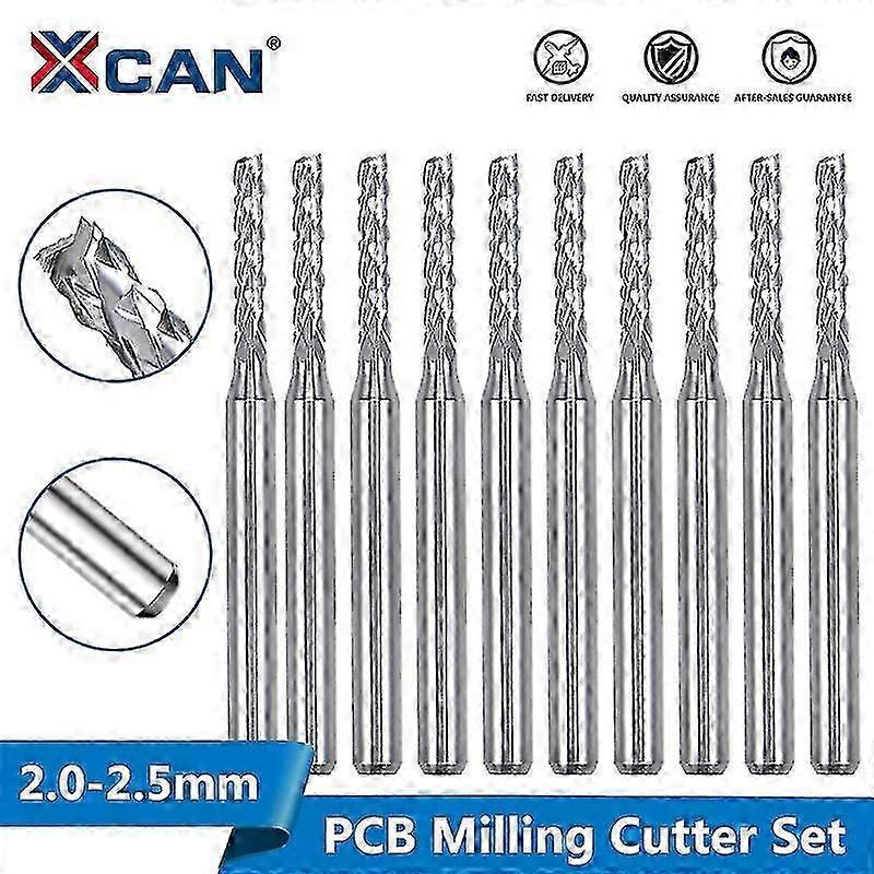 10 Leiterplattenfräser 2,0/2,1/2,3/2,4/2,5 Mm, Hartmetall-nutfräser Für Mini-cnc-fräsmaschinen - 10 Stück 2,4 Mm -
