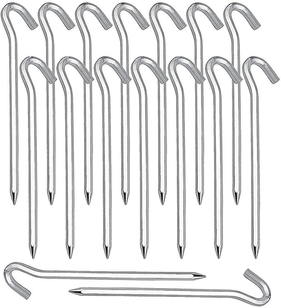 16 Heringe Mit Haken Für Camping Und Gartenarbeit, Aus Silberverzinktem Stahl