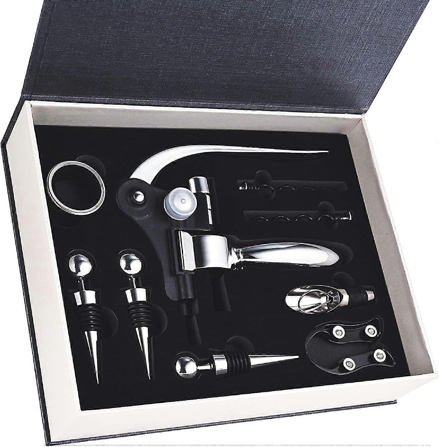 Korkenzieher, 9-teiliges Weinaccessoire-geschenkset Mit Box, Flaschenöffner, Ausgießer, Verschluss