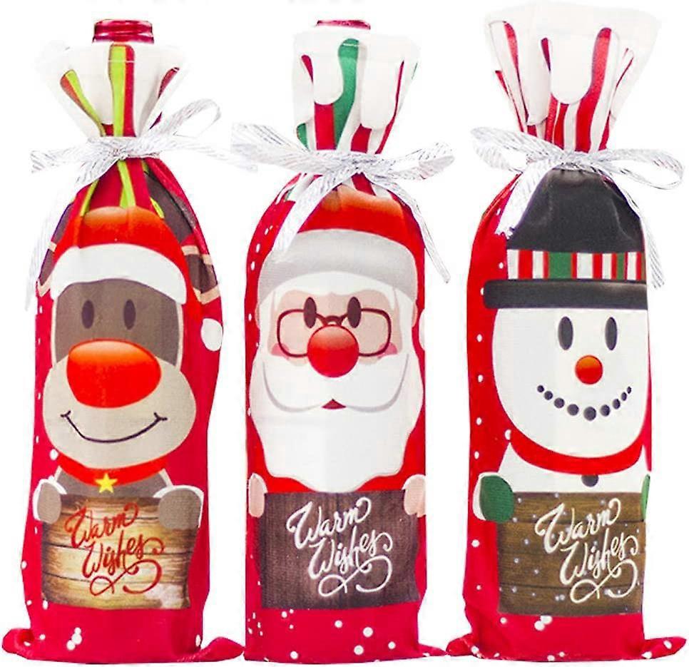 Set Mit 6 Wiederverwendbaren Weihnachtsweinflaschenhüllen, Weihnachtsdekoration
