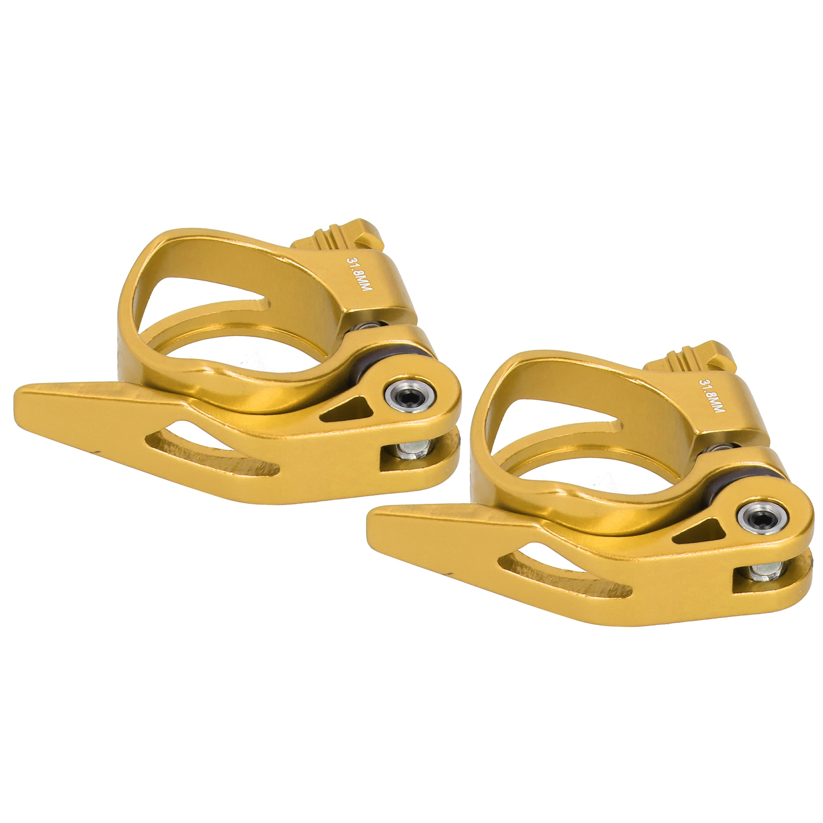 Set Mit 2 Schnellspann-sattelstützenklemmen Für Mountainbikes, Aus C73-aluminiumlegierung, 31,8 Mm, Goldfarben