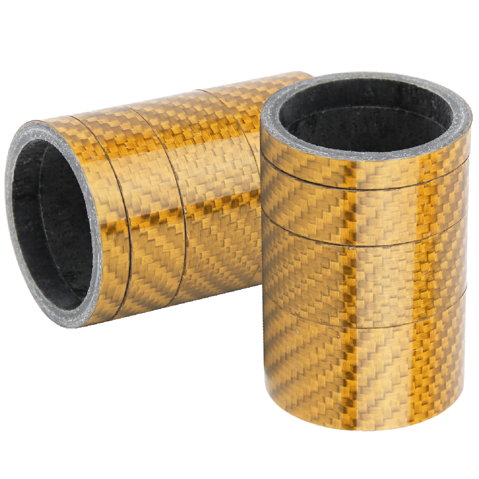 Set Mit 2 Carbonfaser-gabeldistanzstücken (5/10/15/20 Mm) Für Fahrradsteuersätze, Vorbauscheiben, Goldfarben