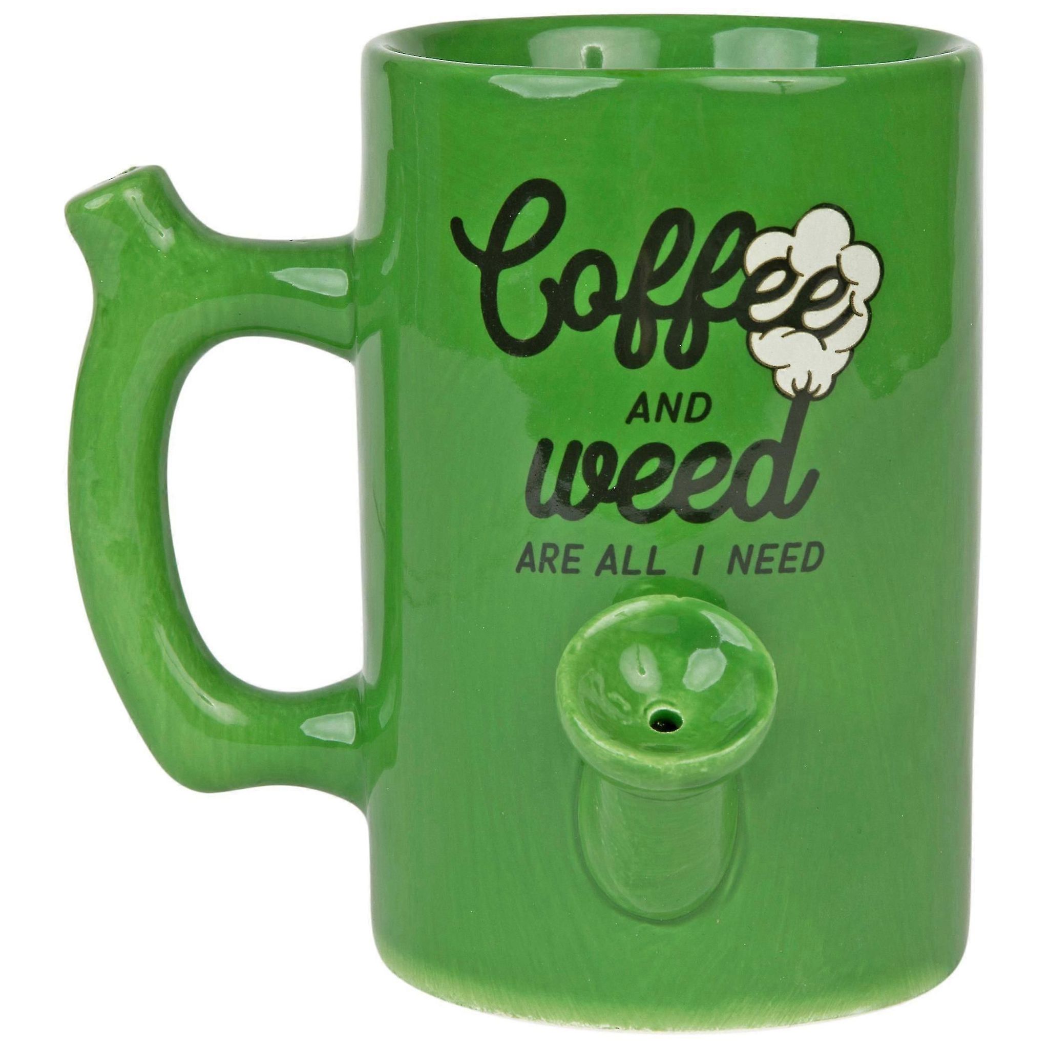 Grüne Keramiktasse, 30 Cl, „kaffee Und Gras, Mehr Brauche Ich Nicht