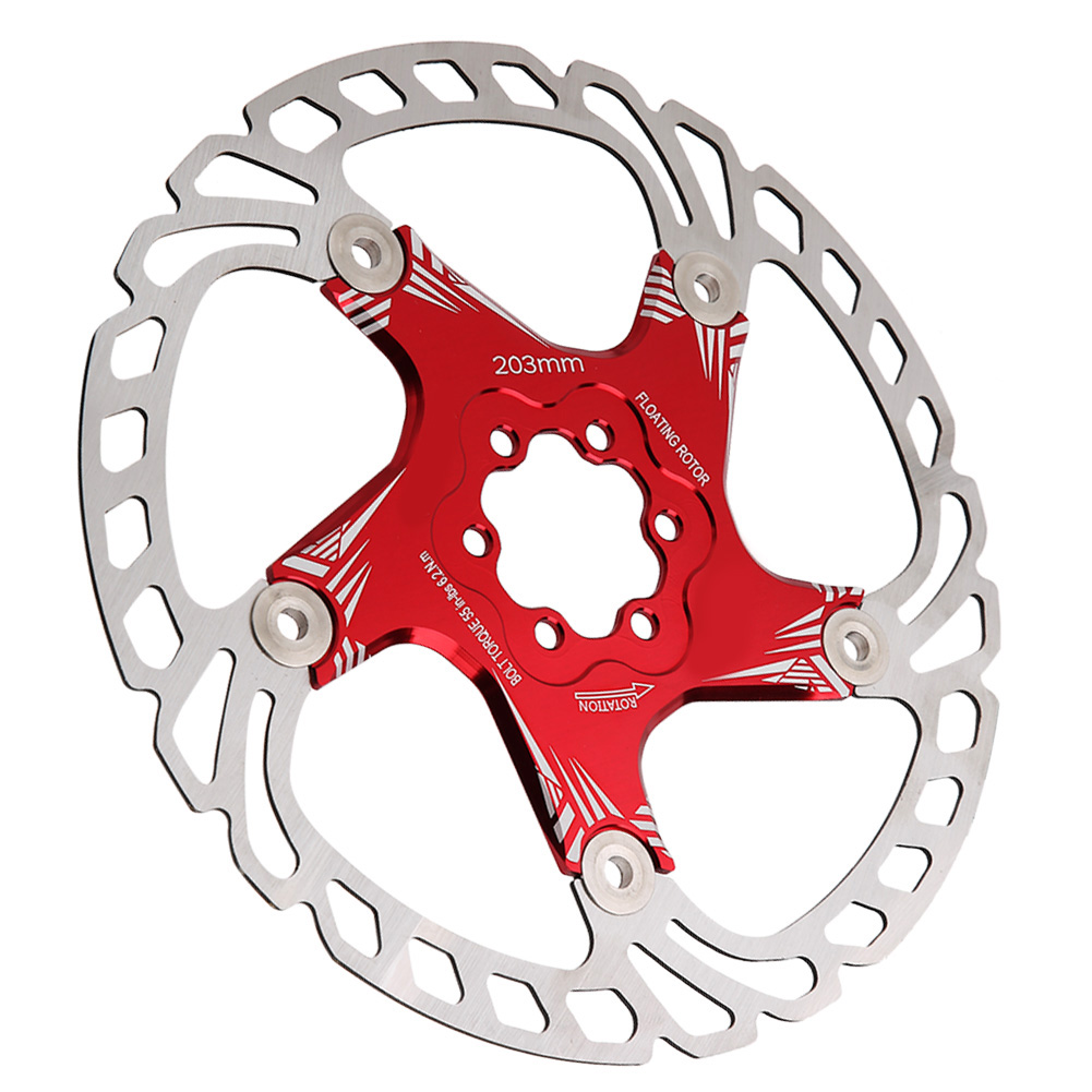 Hochwertige Metallische Scheibenbremsbeläge Für Mountainbikes, 203 Mm, Fünf Lochkreis, Rote Scheibe