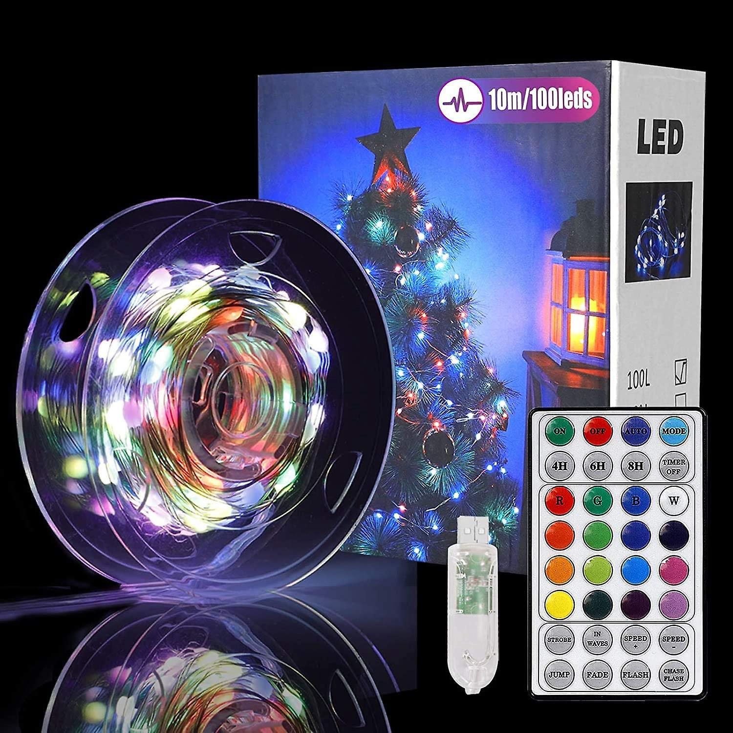 10 M Lange Lichterkette, 100 Leds, 12 Modi, 16 Farben, Ip67 Wasserdicht, Ideal Für Eine Romantische Atmosphäre.