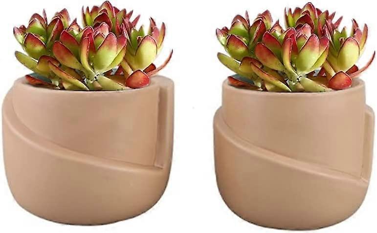 Set Mit 2 Keramik-blumentöpfen – Unregelmäßige Form – Kreativ – Blumentöpfe Für Kleine Pflanzen, Kakteen (c)