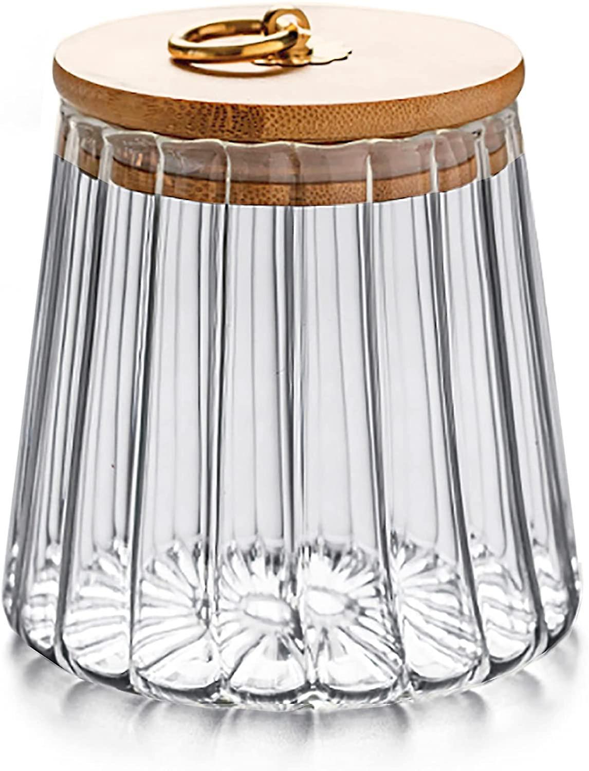 Luftdichter, Blütenblattförmiger Glasbehälter Für Kaffee/nüsse Mit Bambusdeckel Und Metallgriff.