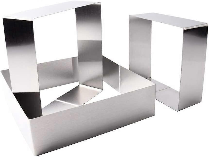 Set Mit 3 Edelstahl-mousseringen, Quadratische Form Für Moussetorten