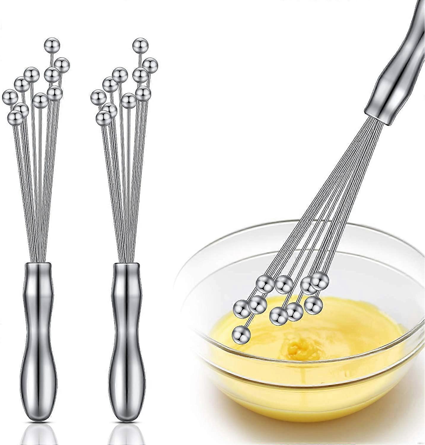 Set Mit 2 Mini-edelstahlkugel-schneebesen, Manueller Eierquirl Für Saucen Und Sahne.