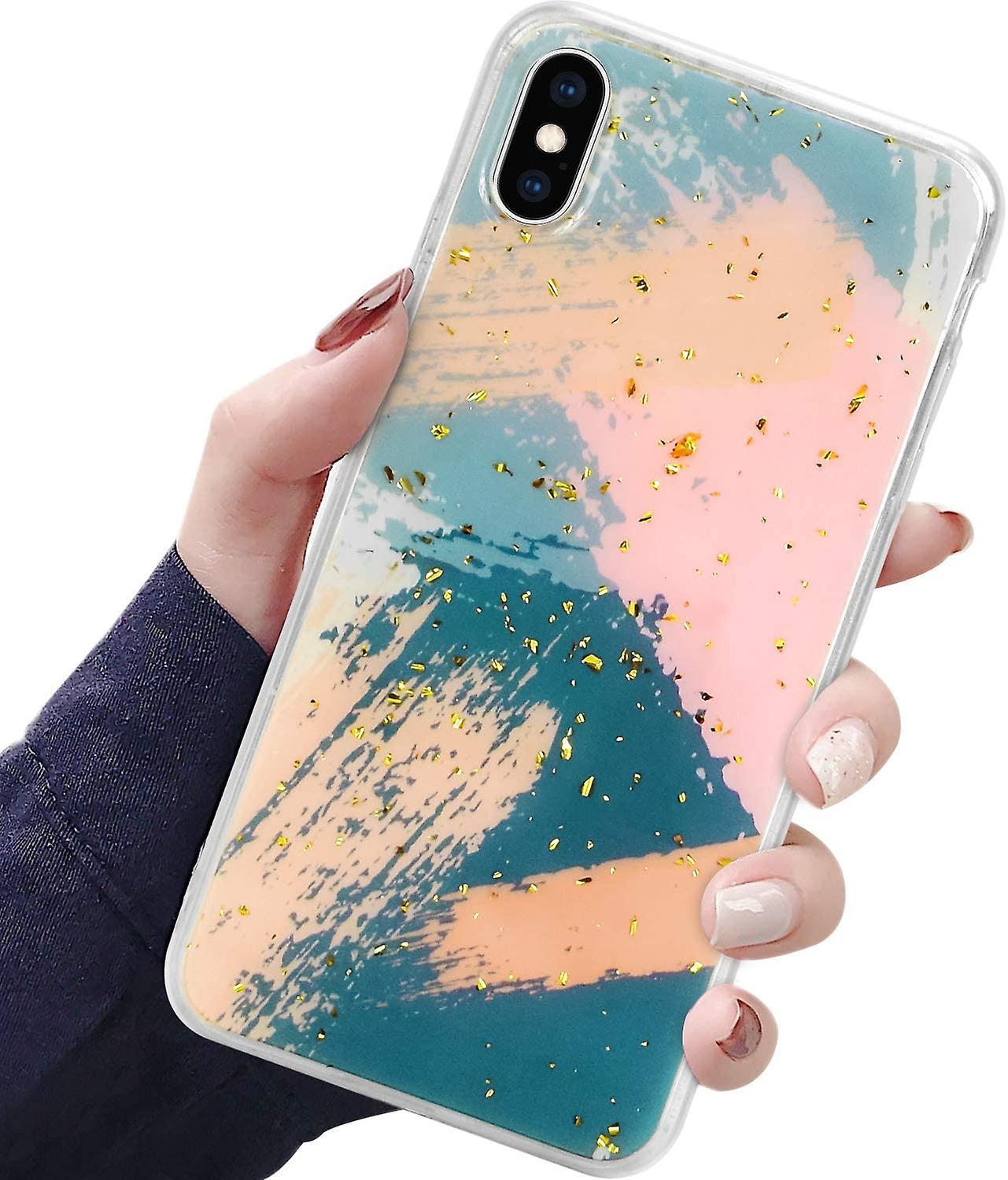 Kompatibel Mit Iphone X Und Iphone Xs – Hülle Für Mädchen Und Frauen, Niedliches, Geometrisches Rosa Marmormuster