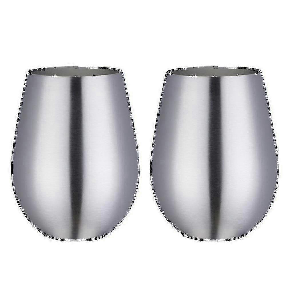 Set Aus 2 Stielosen Edelstahl-weingläsern, Ideal Für Reisen (tatsächliche Farbe).