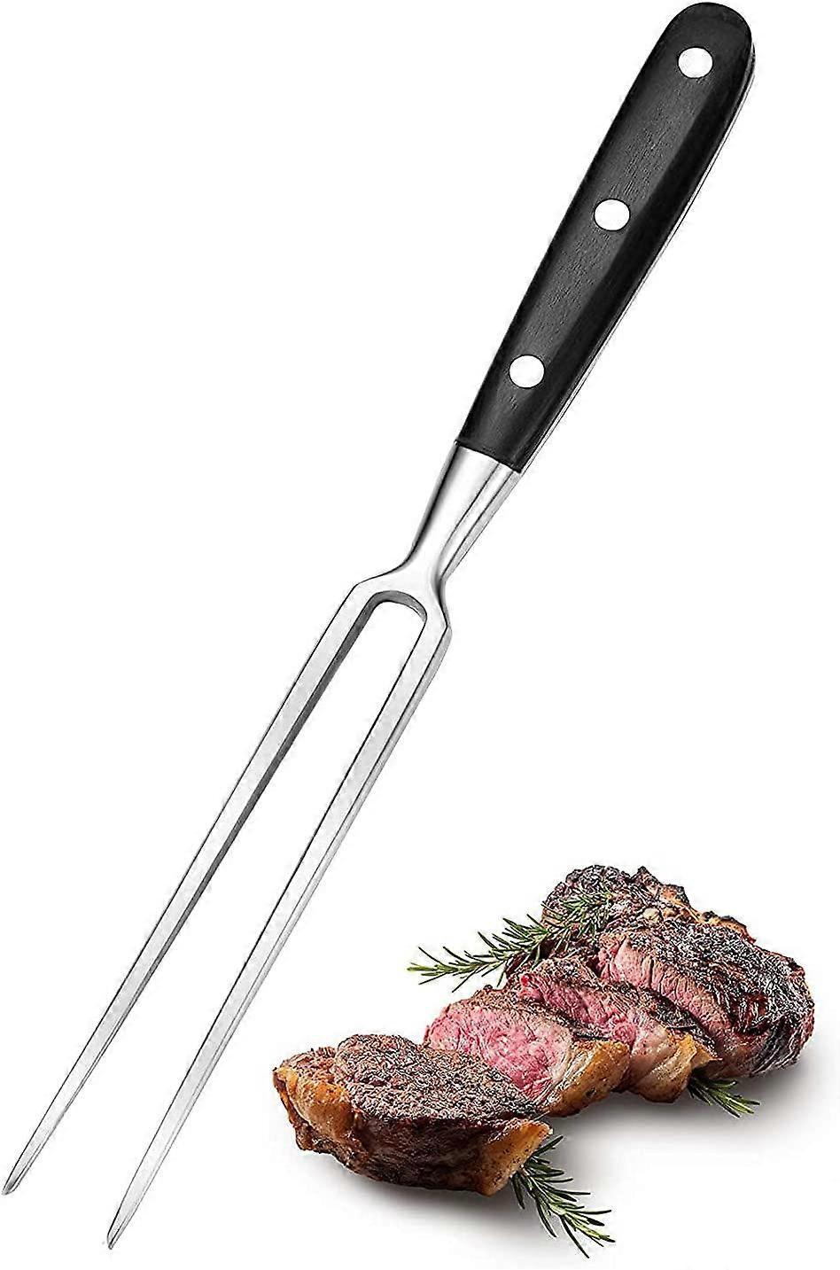 Fleischgabel, Große Fleischgabel Aus Edelstahl Mit Holzgriff, 15 Cm Klinge, Bratgabel, Grillgabel Zum Braten Von (dunklem) Fleisch