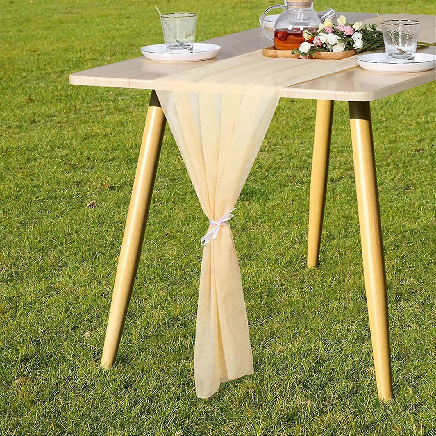 Tischläufer Aus Musselin, 70 X 300 Cm – Romantische Tischdekoration Für Hochzeiten – Extra Lang – Stoff