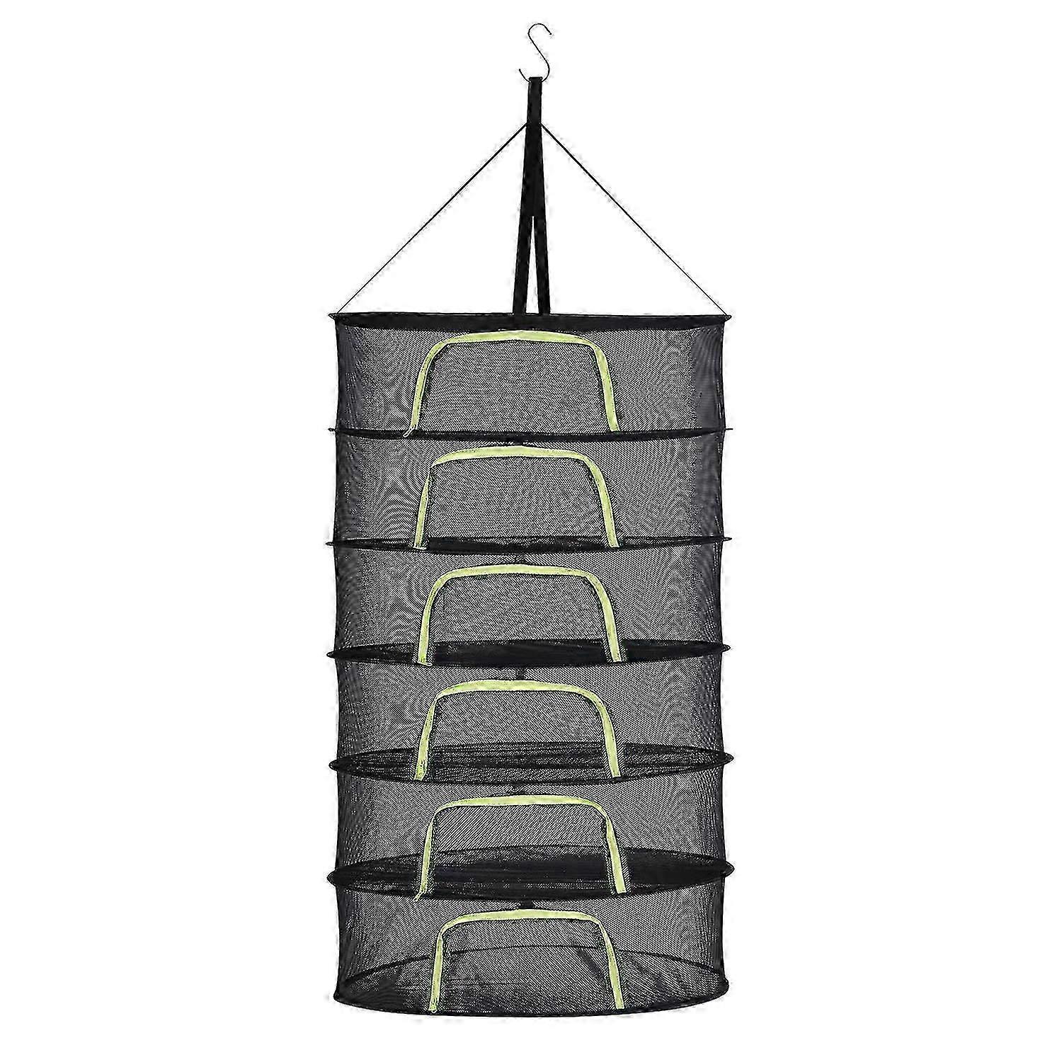 Mehrstufiger, Faltbarer, Hängender Kräutertrockner Aus Netzgewebe Mit Trockenbeutel Für Blüten, Knospen Und Pflanzen - Modell B-6 Stufen