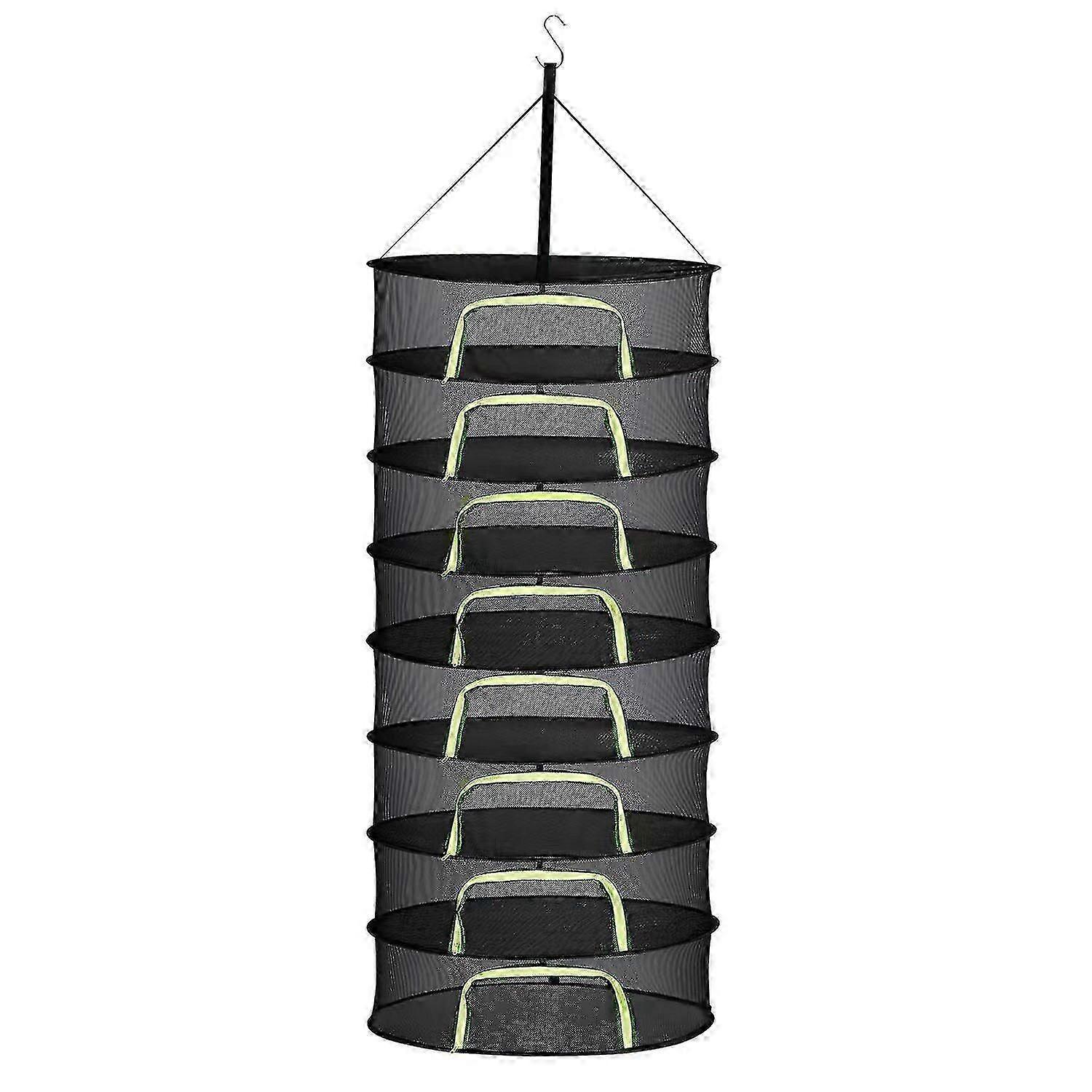 Mehrstufiger, Faltbarer Hänge-kräutertrockner Aus Netzgewebe Mit Korb Und Trockengestell Für Blüten, Knospen Und Pflanzen. Modell B, 8 Ebenen.