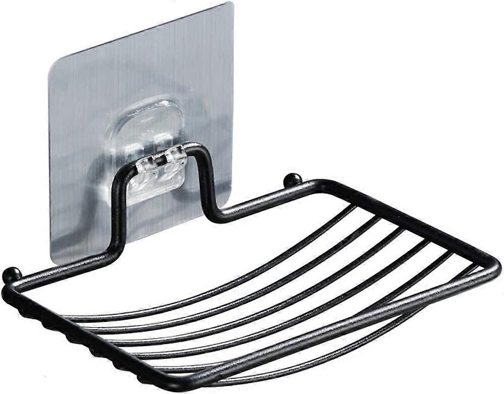 Selbstklebende, Wandmontierte Seifenschale, Seifenbox Mit Abtropffläche Und Schwammhalter, Aus Faltbarem Edelstahl 304.
