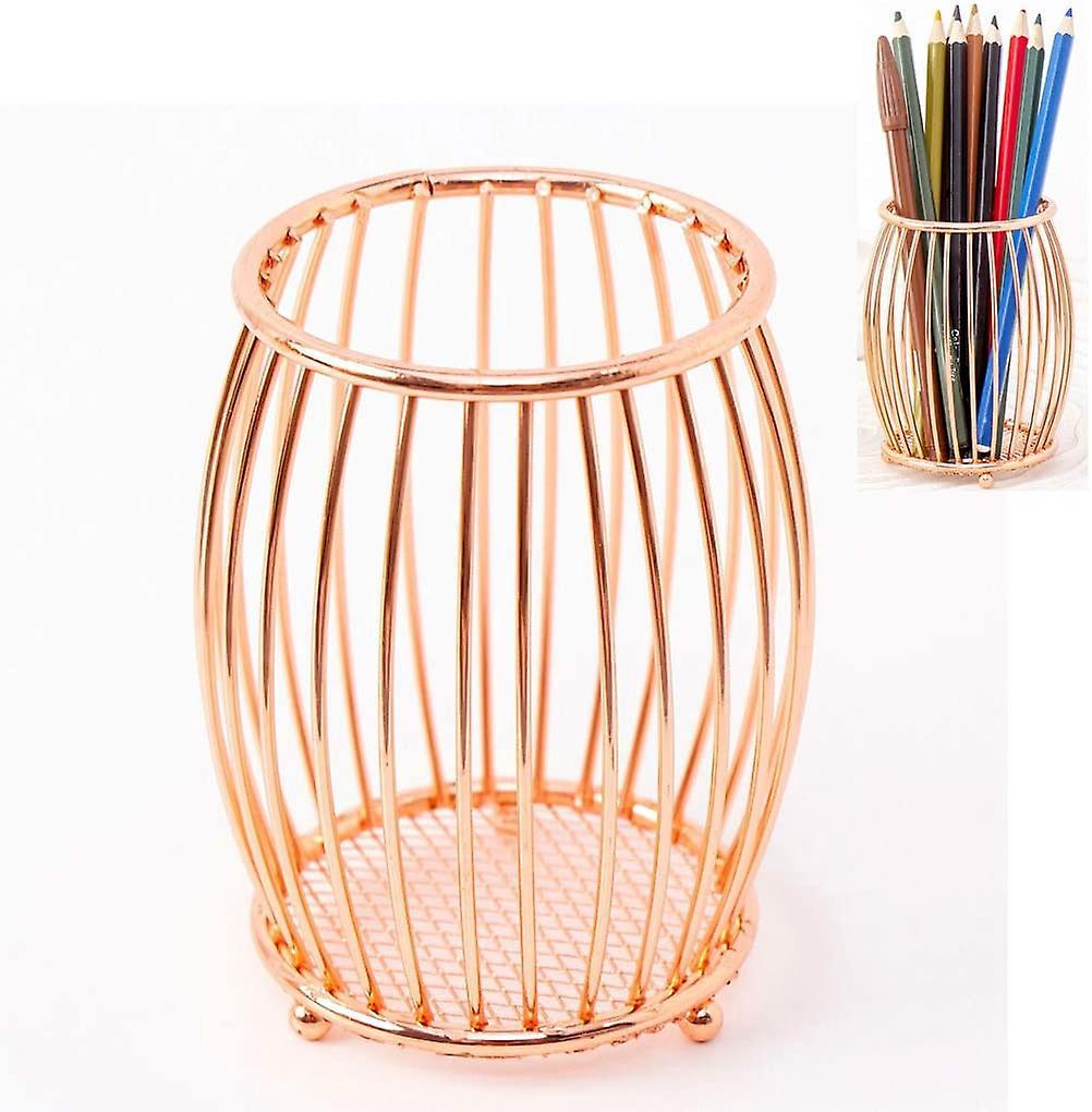 Kreativer Stiftehalter Aus Metall, Ideal Für Büroaccessoires, Geschwungener Stifteorganizer In Roségold