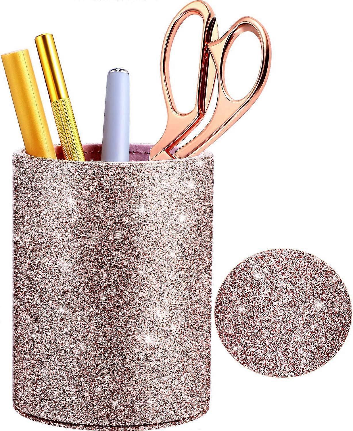 Glitzernder, Roségoldener Pu-stiftehalter Für Damen Und Mädchen, Luxuriöser Make-up-pinselhalter