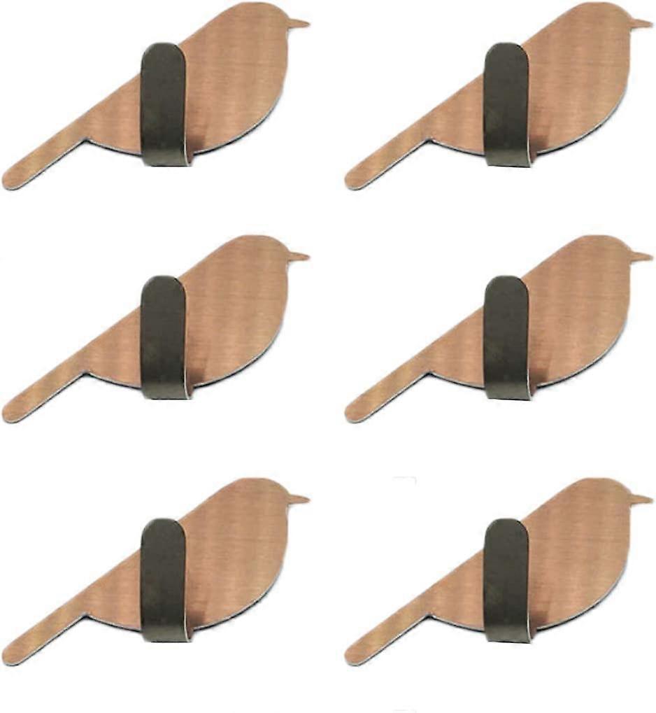 Selbstklebende, Wandmontierte Handtuchhaken Aus Edelstahl, Vogelmotiv, Für Bad Und Küche, 6er-set, Kein Bohren Erforderlich (roségold)