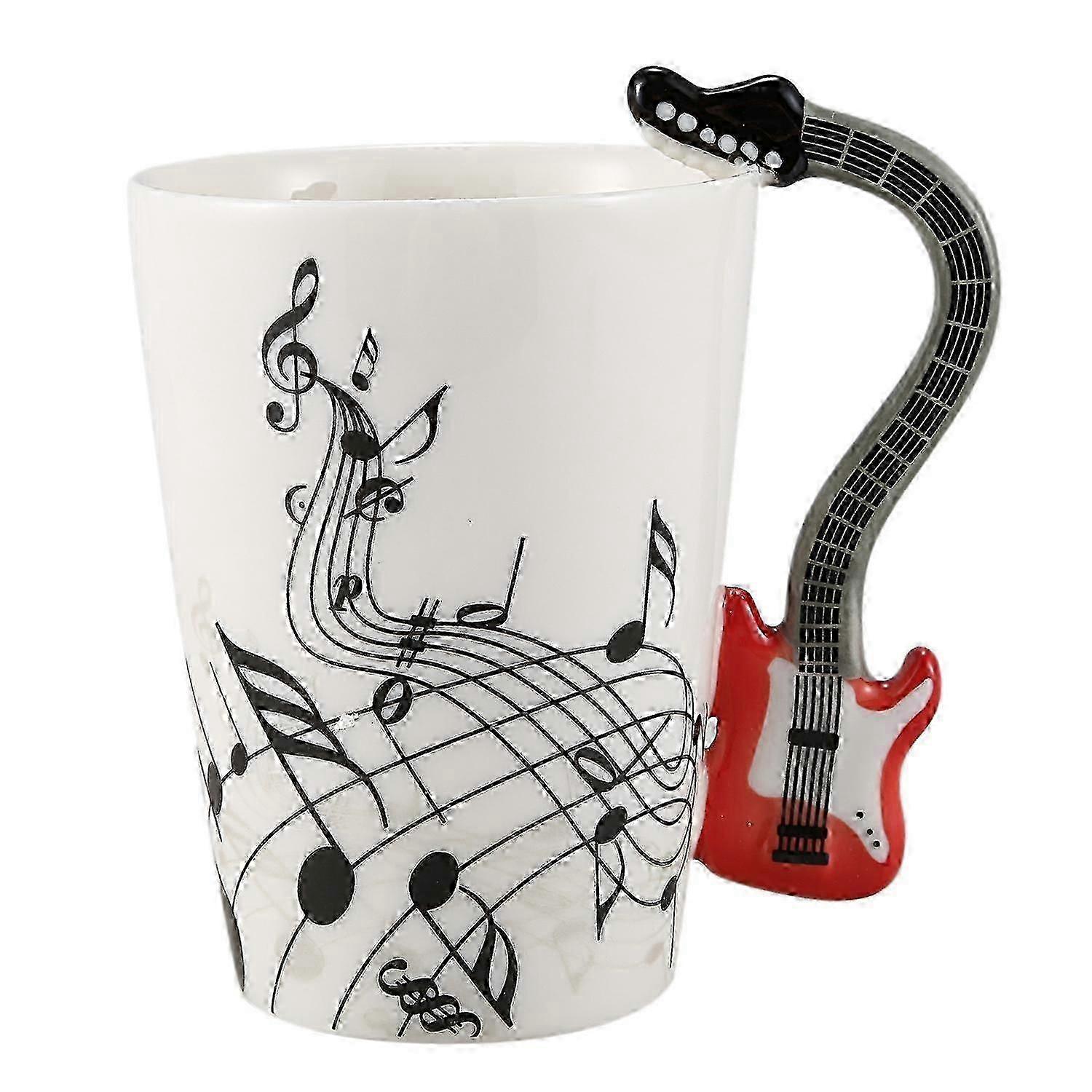 Keramikbecher Im Gitarrenstil Mit Henkel, Gitarrenlinien-design, Originelles Rotes Geschenk