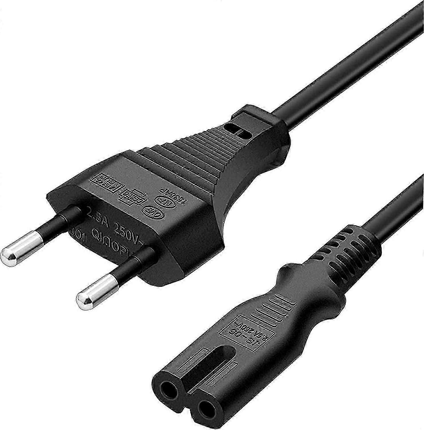 2 M Langes Schwarzes Iec C7-netzkabel, Europäischer Stecker Auf Achterstecker Für Samsung-, Philips-, Lg- Und Sony-fernseher, Ps4, Pc-monitore Und Dvd-player.
