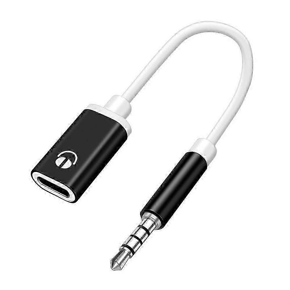 3,5-mm-klinkenstecker-rundadapter Für Analoge Kopfhörer Auf Usb-c-buchse, Flach, S5j7 Schwarz