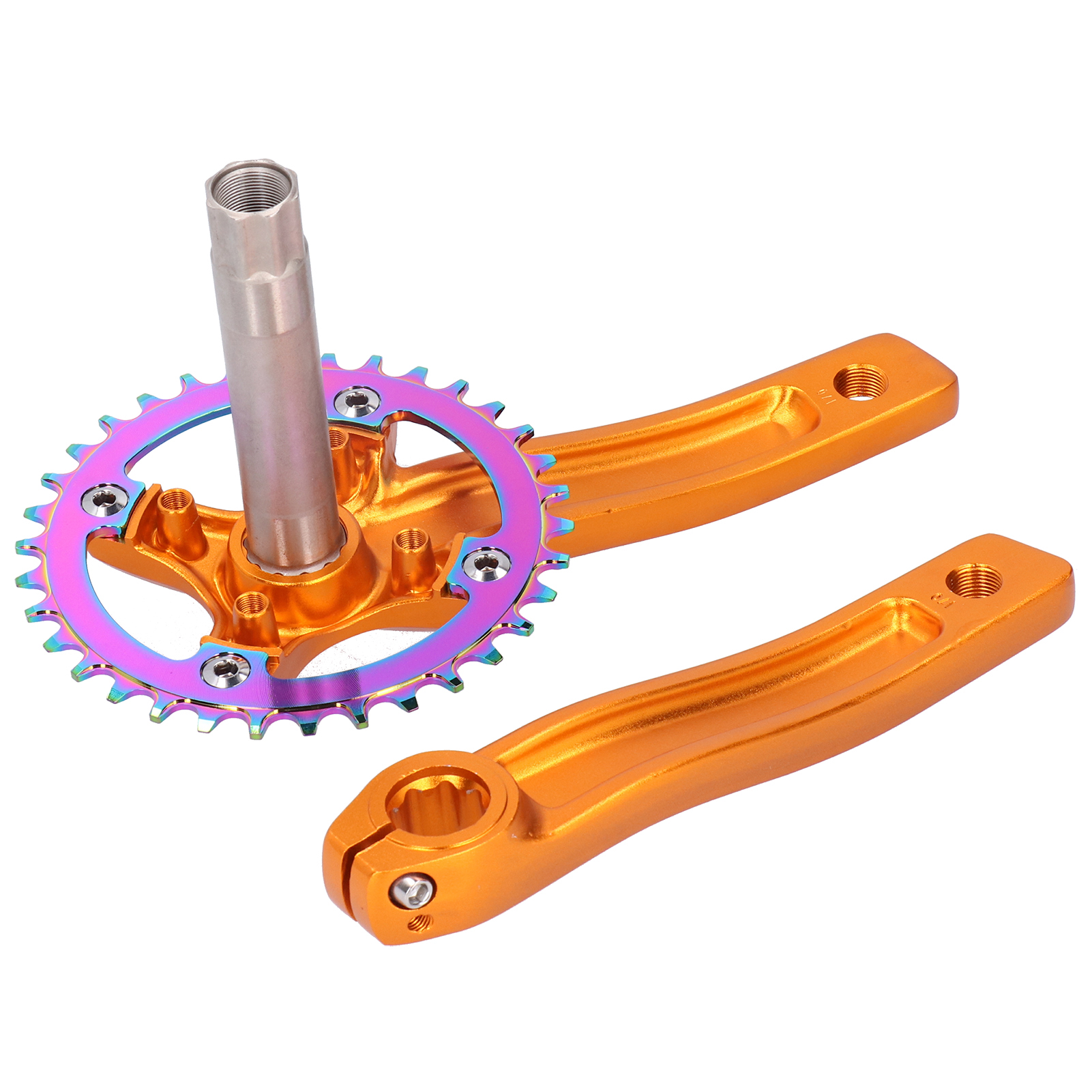 Kurbelgarnitur (links/rechts) Für Mountainbikes Ohne Tretlager, Singlespeed-kurbelgarnitur Mit 34 Zähnen, Goldfarben