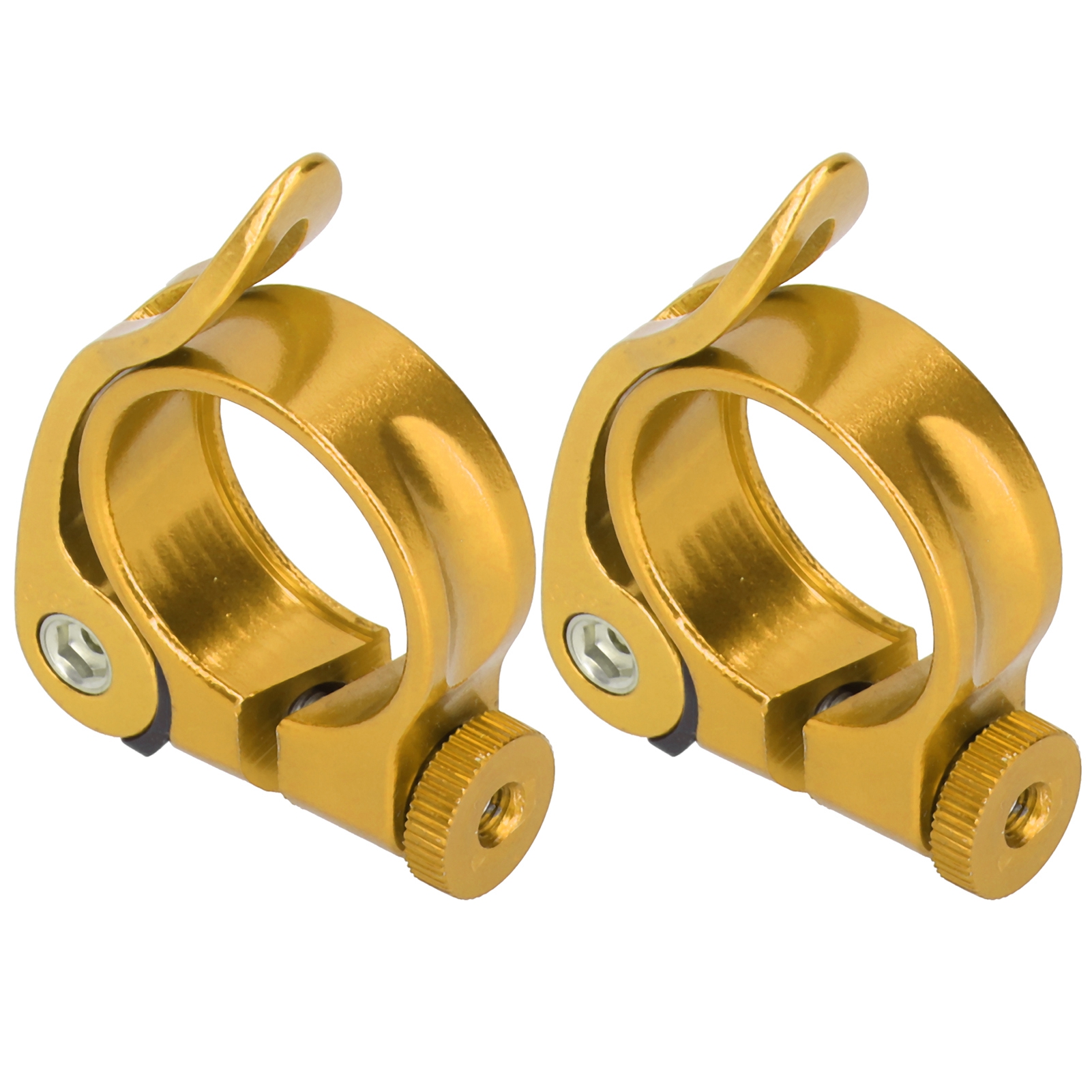 Set Mit 2 Schnellspann-sattelstützenklemmen Für 31,8 Mm Fahrräder, Kompatibel Mit 27,2 Mm Sattelstützen (gold).