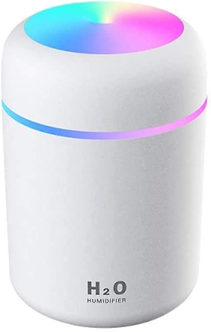 Luftbefeuchter, 300 Ml Mini-luftbefeuchter Für Unterwegs Mit Mehrfarbigem Led-nachtlicht, 2 Vernebelungsmodi Und Automatischer Abschaltung, Ultraleise (weiß)