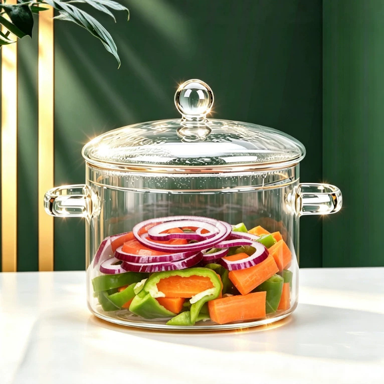 Glastopf Mit Deckel, Hitzebeständiger Glas-suppentopf Mit Edelstahl-doppelgriffen, Universelles Glas-kochgeschirr Für Nudeln, Suppe, Milch