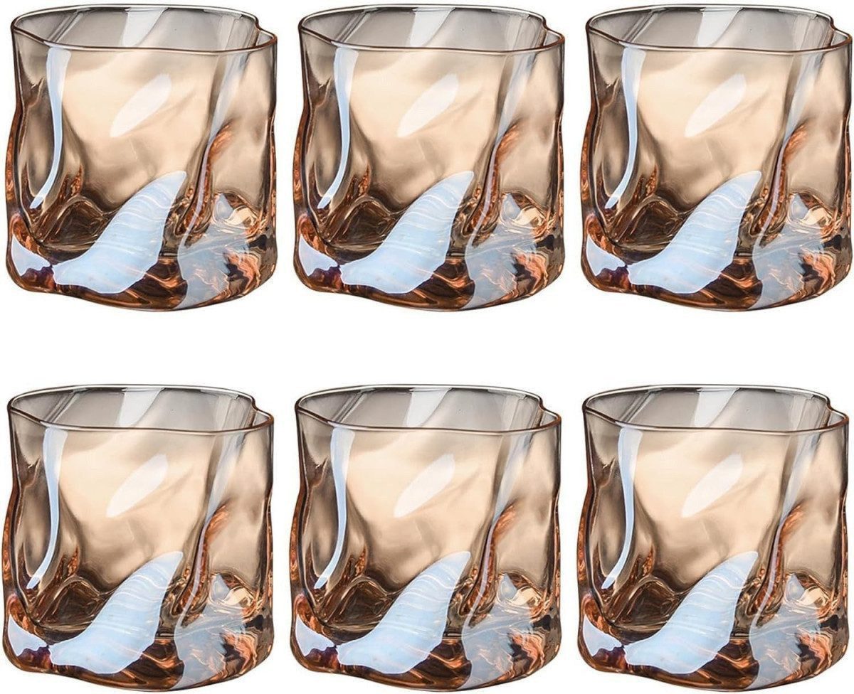 6-teiliges Glasset (200 Ml) — Unregelmäßig Geformte Kristall-whiskygläser — Trinkgläser, Eiskaffeebecher, Cocktailgläser, Longdrinkgläser (geeignet Für Wasser, Tee, Kaffee, Saft) — Spülmaschinenfest (