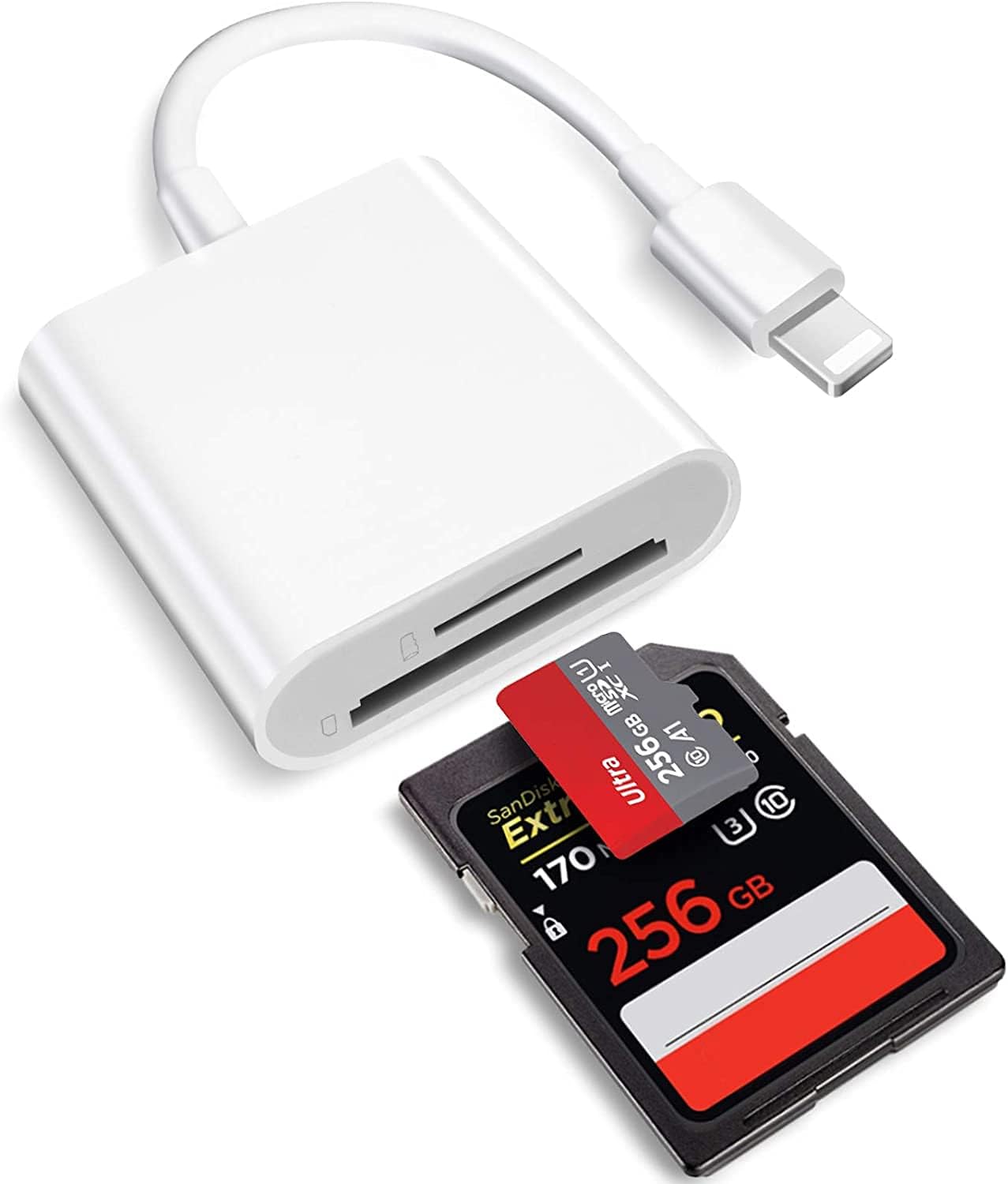 2-in-1 Lightning Auf Sd Kartenleser Für Iphone,dual Slot Micro Sd Tf Trail Game Kamera Speicherkartenleser Adapter, Schnelle Übertragung Von Fotos Videos Plug And Play