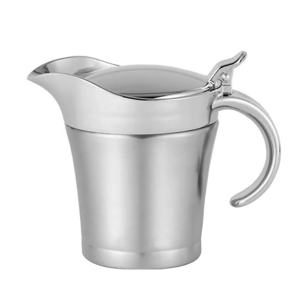 Premium Edelstahl Thermo Sauciere, Doppelt Isoliert Eleganter Silberner Thermo Sauciere Soßenkanne Perfekt Für Abendessen Partys