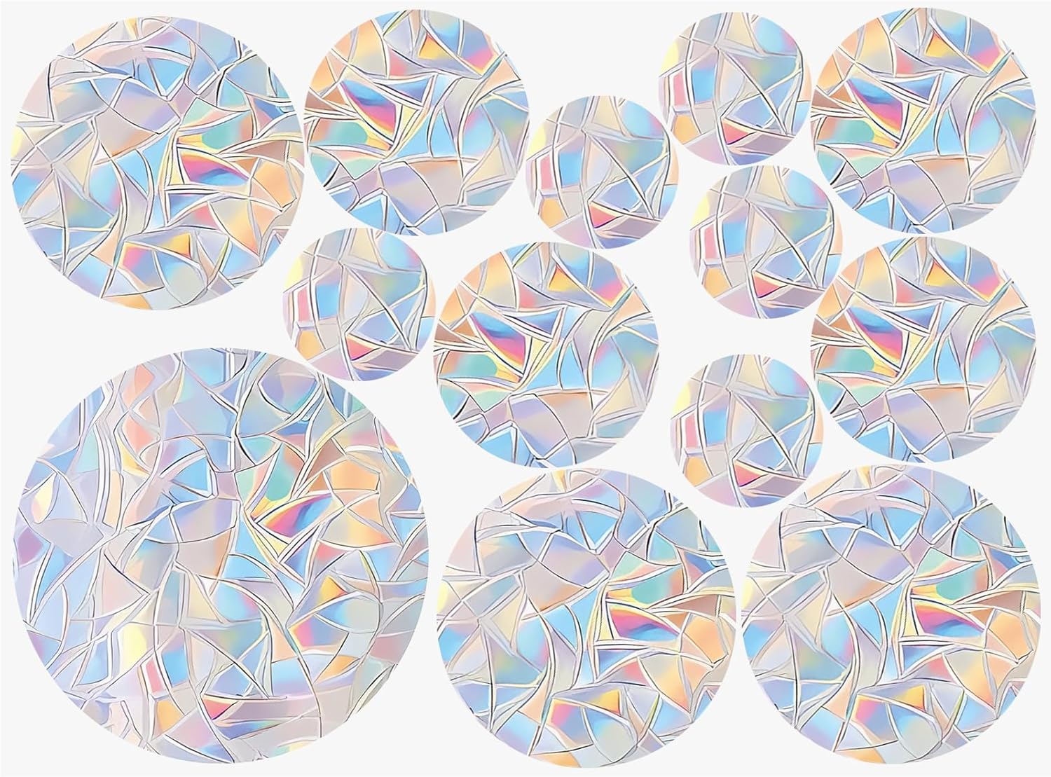 4 Sets Regenbogen Prisma Fensteraufkleber Form Aufkleber Fenster Uv Kit Fänger Dekoration Runde Glas Pvc Silber