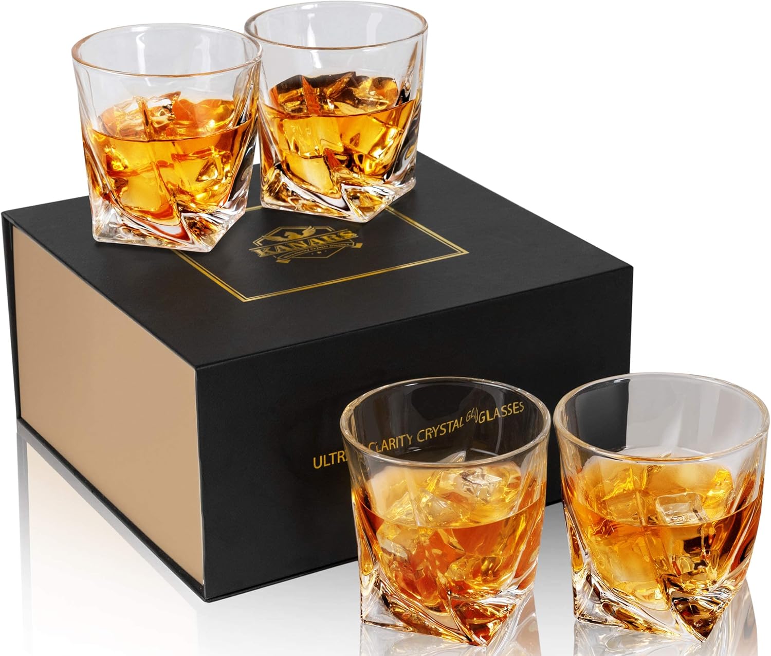 Whisky Gläser Set Whiskeygläser 4 Stück 300ml Rum Gin Bourbon Cocktail Whiskey Glas Trinkgläser