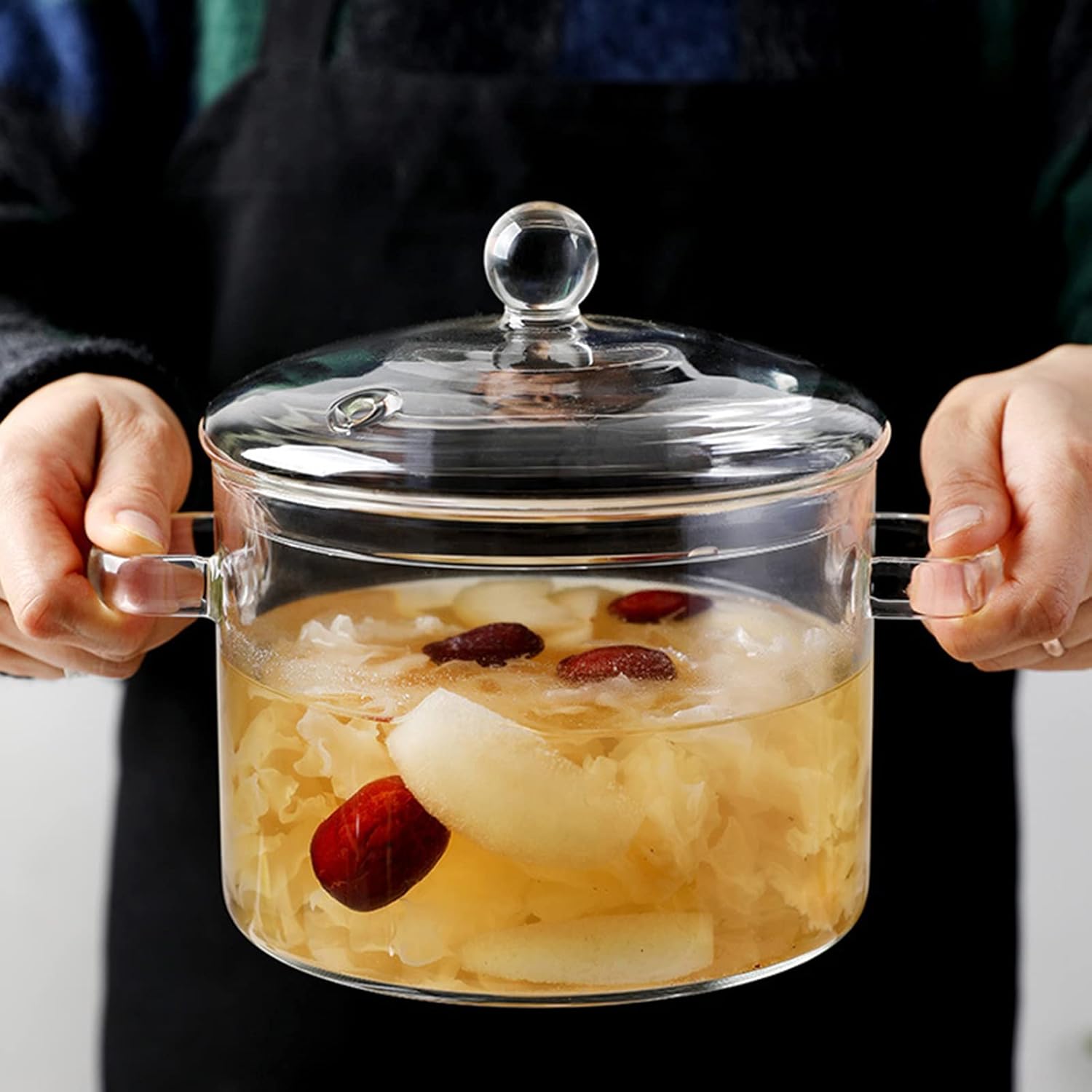 Glastöpfe Zum Kochen Auf Dem Herd, Hitzebeständig, Hohe Borosilikatglas-töpfe Mit Deckel Und Griffen, Glastöpfe, Set, Für Nudeln, Suppe, Milch, Babynahrung, Braten, Wasser Kochen