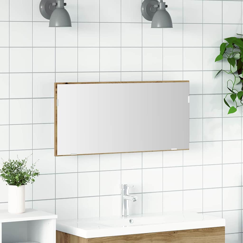 Spiegel Artisan-eiche 80 X 37 Cm Glas Und Engineered Holz